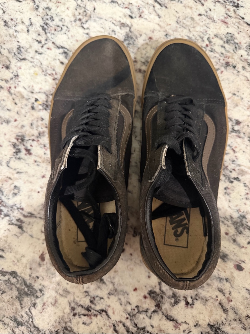 Vans Men’s Black and Brown Low-Top Skate Sneakers